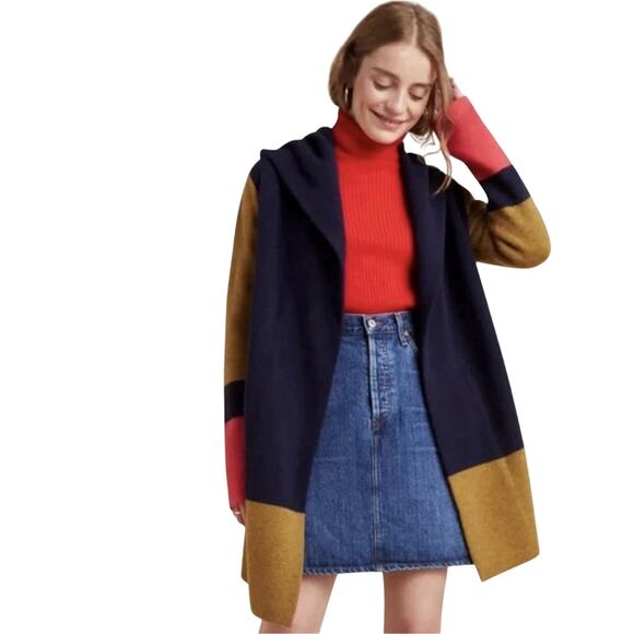 Anthropologie Field Flower Wool Long Line Oversized Cardigan XS Preppy Academia - Picture 1 of 9